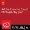 Adobe Creative Cloud Photography Plan Subscription (1 an, 1 TB) - Adobe Clé - ÉTATS-UNIS